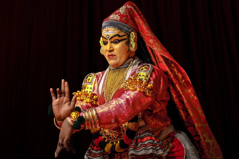 Kathakali is a classical dance-drama of Kerala known for its elaborate costumes and expressive storytelling.
